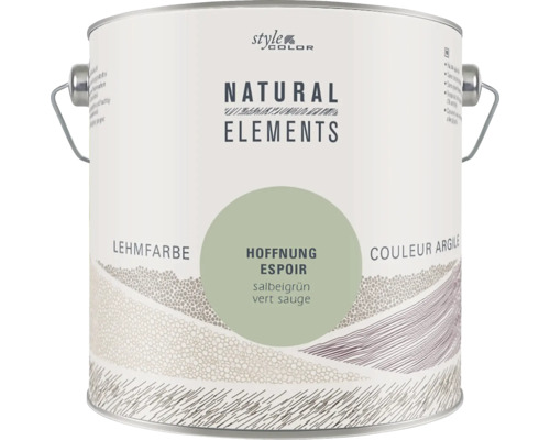 StyleColor NATURAL ELEMENTS Lehmfarbe konservierungsmittelfrei Hoffnung salbeigrün 2,5 l