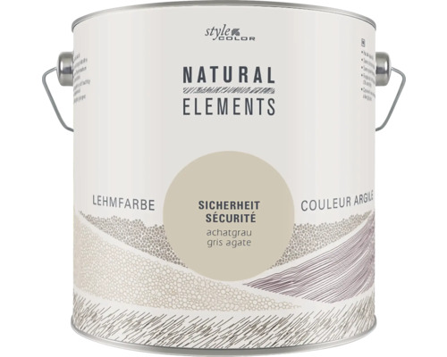 StyleColor NATURAL ELEMENTS Lehmfarbe konservierungsmittelfrei Sicherheit achatgrau 2,5 l