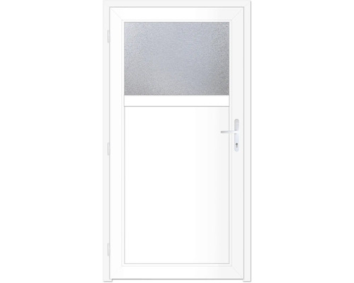 Porte blanche avec insert en verre en haut