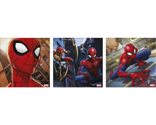 Tableau sur toile Spiderman set de 3 3x 30x30 cm