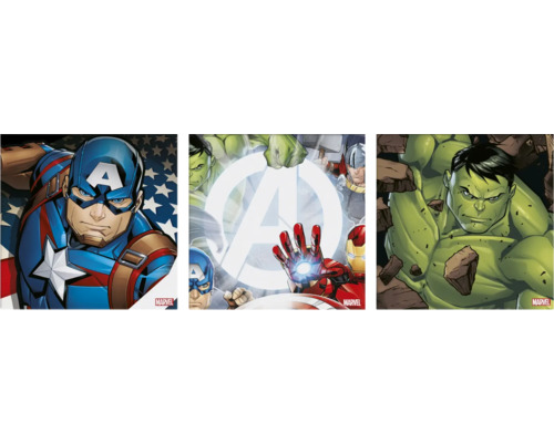 Tableau sur toile Marvel Avengers set de 3 3x 30x30 cm - HORNBACH