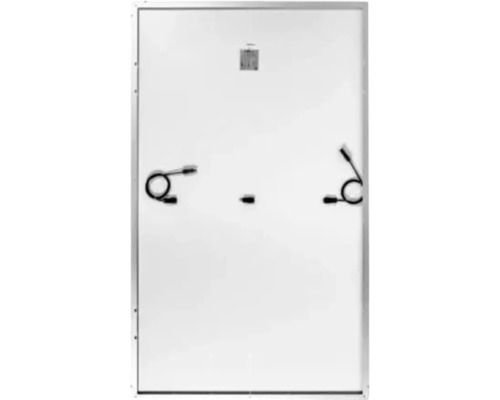 Rückseite eines Solarmoduls mit Kabeln und Anschlussdose