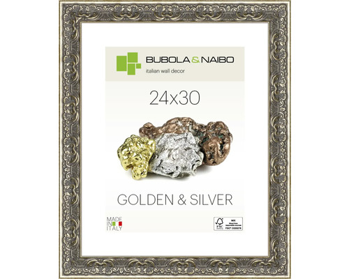 Cadre photo en bois GOLDEN & SILVER Romantik argent 24x30 cm