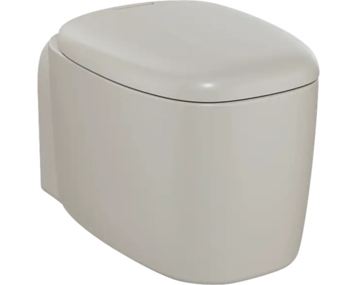 WC suspendu VitrA Plural cuvette à fond creux sans bride à économie d'eau beige gris mat avec revêtement effet nano (repoussant les salissures) hygieneglaze sans abattant 7830B420-0075