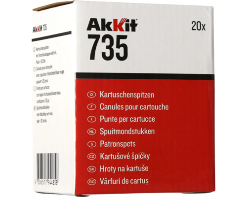 Canules pour cartouche avec bouchons Akkit 735 lot de 20