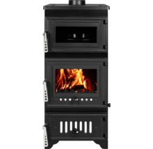 Poêle à bois noir avec four et feu
