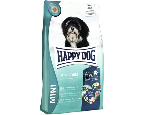 Croquettes pour chiens HAPPY DOG Fit&Vital Mini Adult 4 kg Happy Dog Mini Adult Aliment sec pour chiens, convient aux chiens jusqu''à dix kilogrammes