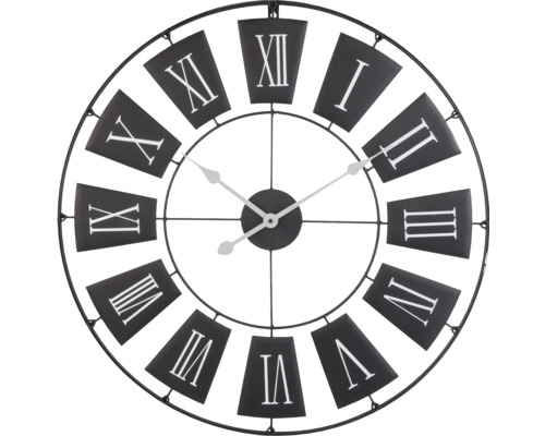 Horloge murale en métal avec chiffres romains Ø 70x2 cm Horloge murale en métal avec chiffres romains Ø 70x2 cm