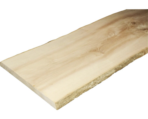 Planche en bois massif frêne brut des deux côtés avec flache 1200 x 260-350 x 22 mm Planche en bois avec bord d''arbre