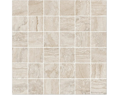 Feinsteinzeugmosaik Palatino beige 30 x 30 x 0,9 cm Mosaikfliese aus Travertin