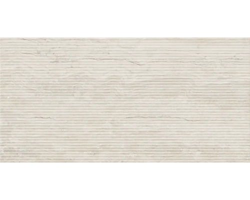 Rechteckige Fliese mit gerillter Oberfläche.