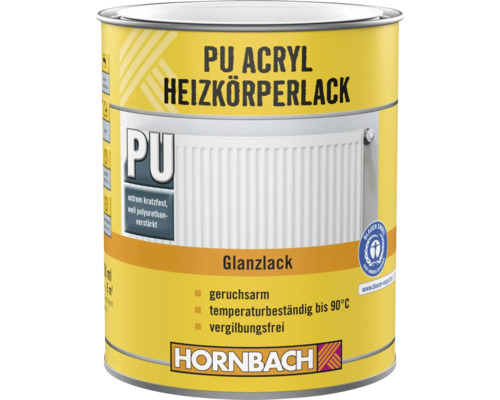 Laque à radiateurs HORNBACH RAL 9010 blanc pur brillant 375 ml Pot de laque acrylique PU pour radiateur