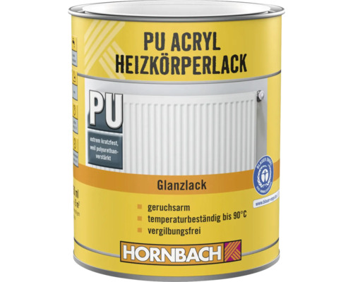 Laque à radiateurs HORNBACH RAL 9010 blanc pur brillant 2 l Pot de laque pour radiateur acrylique PU