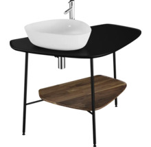 Waschtisch mit Aufsatzwaschbecken, Armatur, Ablagefläche und Regal