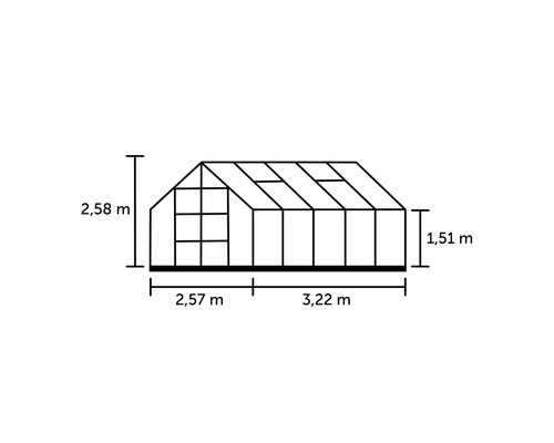 Serre Halls Magnum 108 8,3 m² verre de sécurité de 3 mm 257x322 cm aluminium