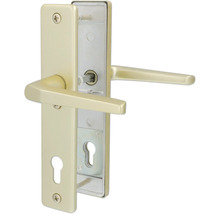 Ferrure de sécurité Tira alu F2 satiné cylindre profilé avec 2 poignées pour portes d’appartement gauche/droite