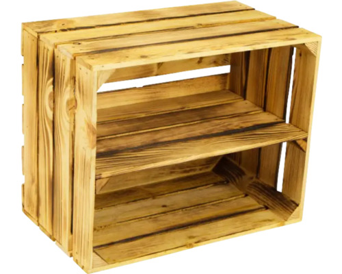 Caisse en bois avec une étagère