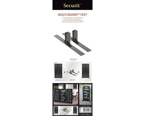 Pieds en métal Securit Multi Board pour la stabilisation des menus