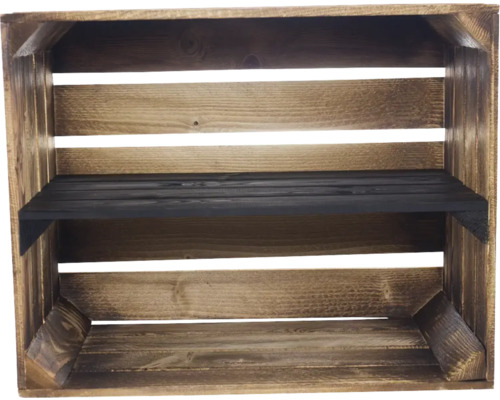 Étagère caisse en bois transversale moirée/noir 50x40x30 cm