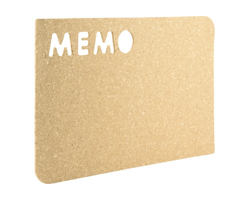 Memoboard aus Kork mit Aussparung für das Wort Memo