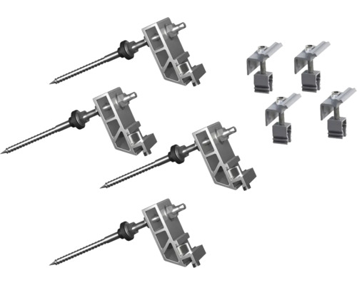 Kit de fixation kit de base pour toiture universelle 1 pièce aluminium 25088 Éléments de fixation pour installations photovoltaïques avec vis