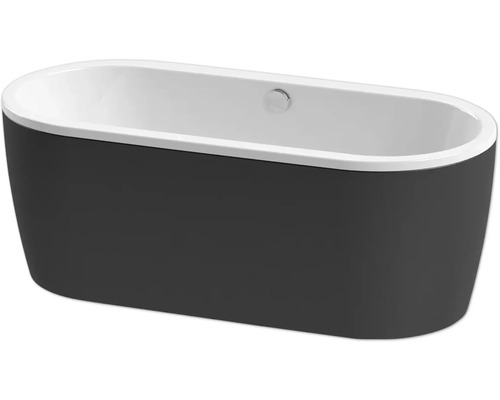 Freistehende Badewanne form&style SANSIBAR 75 x 160 cm weiß schwarz glänzend