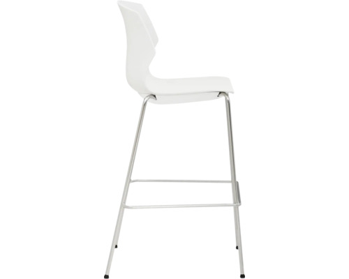 Weißer Barhocker mit Metallfuß, Seitenansicht