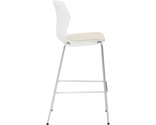 Barhocker mit Kunststoffschale, gepolstertem Sitz und Metallgestell