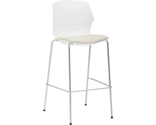 Chaise de bar Mayer Sitzmöbel 1161 52 x 57 x 110 cm acier plastique ,blanc beige Tabouret de bar blanc avec pieds en métal et coussin d''assise