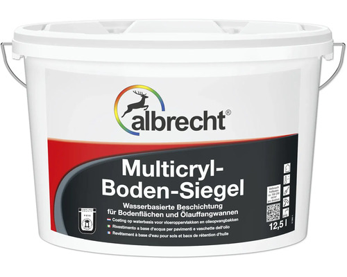 Couche d'étanchéité pour sol Multicryl Albrecht gris argent 5 l Seau Albrecht Multicryl Scellant pour sol, revêtement à base d''eau pour sols et bacs de rétention d''huile, 12,5 litres