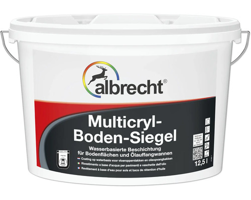Couche d'étanchéité pour sol Multicryl Albrecht gris béton 5 l Seau de produit d''étanchéité pour sol Multicryl d''Albrecht, contenance de 12,51 litres