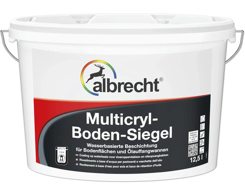 Couche d'étanchéité pour sol Multicryl Albrecht gris gravier 5 l Seau de revêtement de sol hydrofuge à faible teneur en solvants d''Albrecht, contenu 12,5 litres