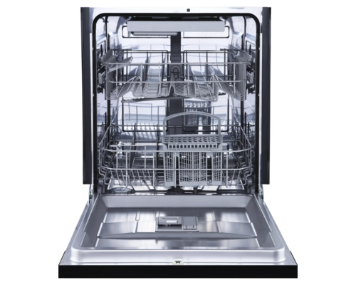 Lave-vaisselle ouvert avec paniers à vaisselle