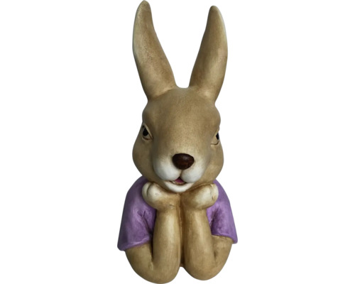 Figurine décorative Lafiora lapin assis 39 cm marron violet