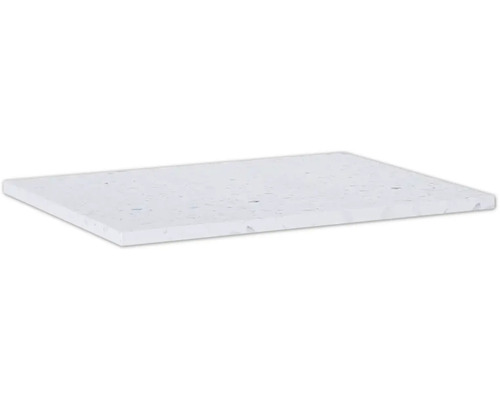 Waschtischplatte 60,6 x 56 cm Terrazzo weiß matt aus Kompaktmarmor ohne Ausschnitt