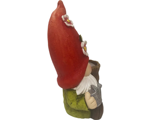 Gartenzwerg mit roter Mütze und Gießkanne
