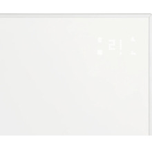 Gros plan d''une plaque de verre blanche avec affichage numérique de la température et de diverses fonctions