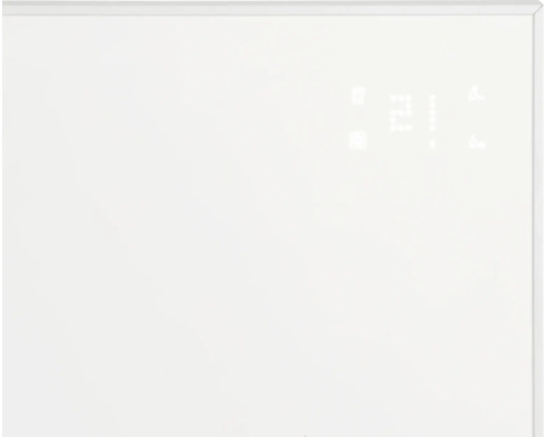 Gros plan d''une plaque de verre blanche avec affichage numérique de la température et de diverses fonctions