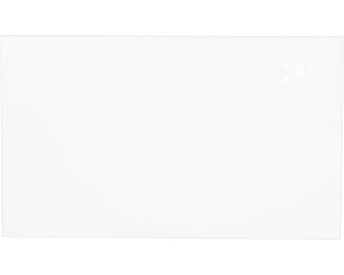 Chauffage en verre blanc avec affichage numérique de la température