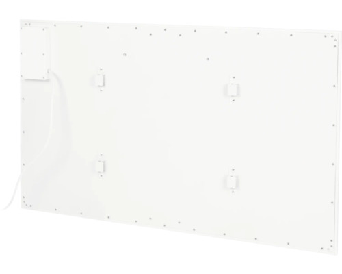 Arrière d''un chauffage infrarouge avec éléments de fixation et boîtier de raccordement