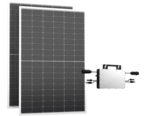 Centrale électrique pour balcon module photovoltaïque 800 Wp argent avec inverseur de courant intégré sans fixation et câble de connexion