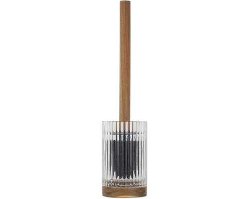 Toilettenbürste mit Holzgriff und transparentem Behälter