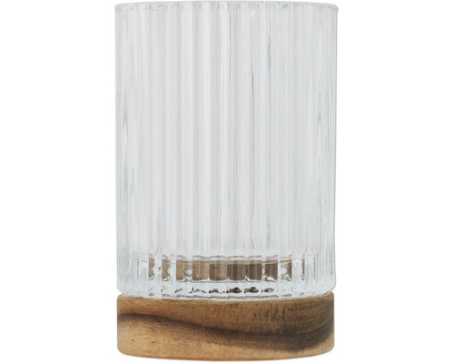 Glaswindlicht mit Holzfuß