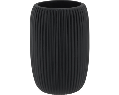 Gobelet pour brosse à dents HACEKA Riffel noir mat 2015876 Gobelet à brosse à dents en céramique avec structure rainurée