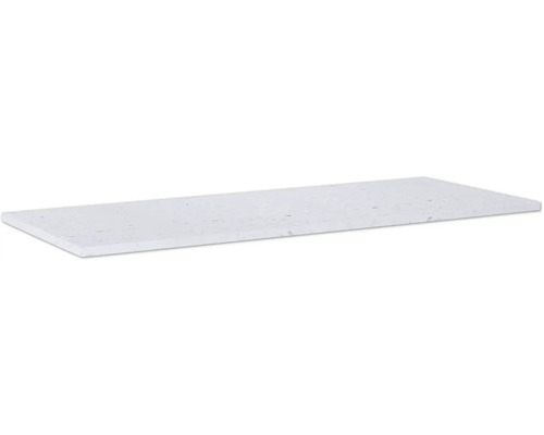 Waschtischplatte 121 x 46 cm Terrazzo weiß matt aus Kompaktmarmor ohne Ausschnitt