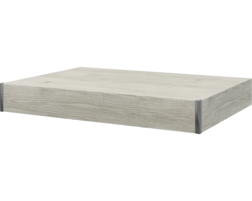 Waschtischplatte Baden Haus TAVOLONE 60 x 43 cm Eiche ohne Ausschnitt Wandregal aus Holz mit Metalleinfassung