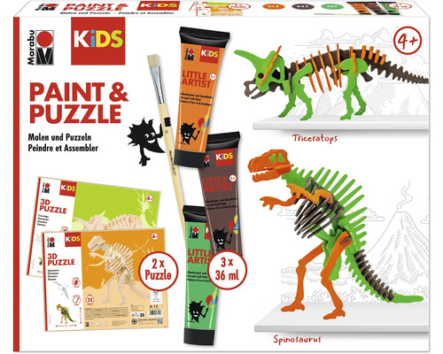 Kit Marabu KiDS Little Artist Paint & Puzzle dinosaure
