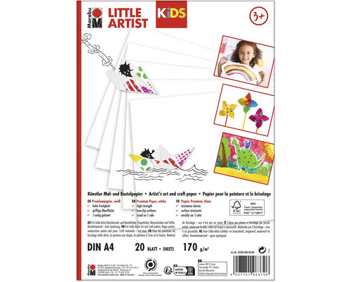 Papier à dessin et de bricolage Marabu KiDS Little Artist 170 g/m² 20 feuilles Marabu Little Artist Papier à dessin et de bricolage DIN A4, 20 feuilles