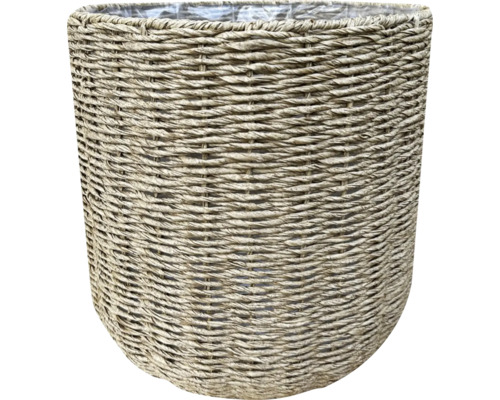 Panier à plantes Lafiora plastique rotin synthétique 45 x 45 x 45 cm beige marron Cache-pot tressé en jonc de mer