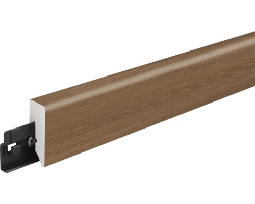 Sockelleiste mit Holzdekor und Befestigungsclip